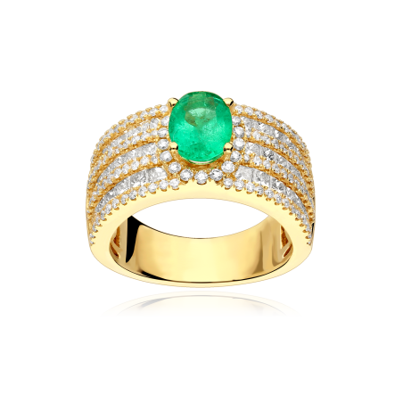 Anillo Oro 18k, esmeralda y diamantes 2.01cts "Anchor"