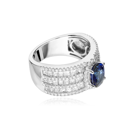 Anillo Oro 18k, zafiro y diamantes 2.20cts "Anchor"