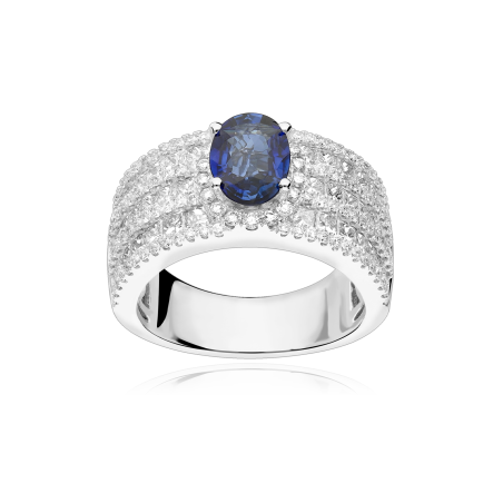 Anillo Oro 18k, zafiro y diamantes 2.20cts "Anchor"