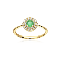 Anillo Oro 18k, esmeralda y circonitas "Rousel"
