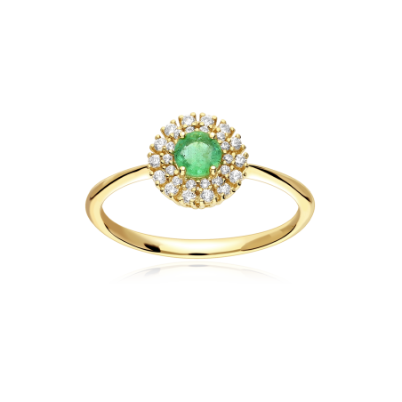 Anillo Oro 18k, esmeralda y circonitas "Rousel"