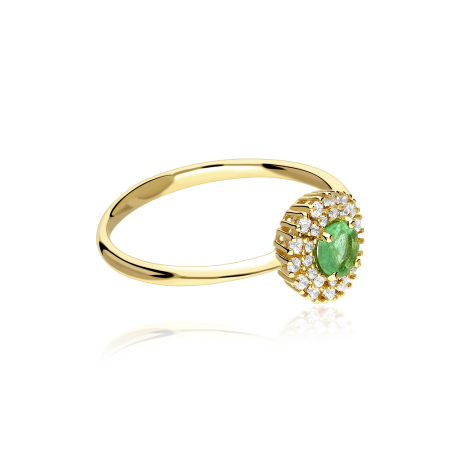 Anillo Oro 18k, esmeralda y circonitas "Rousel"