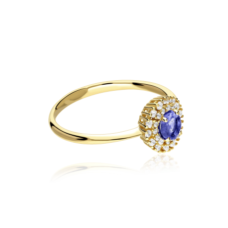 Anillo Oro 18k, zafiro y circonitas "Rousel"