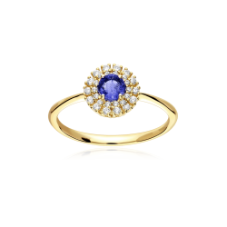Anillo Oro 18k, zafiro y circonitas "Rousel"