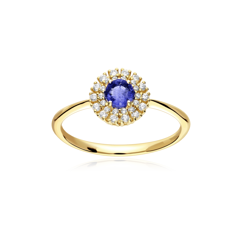 Anillo Oro 18k, zafiro y circonitas "Rousel"