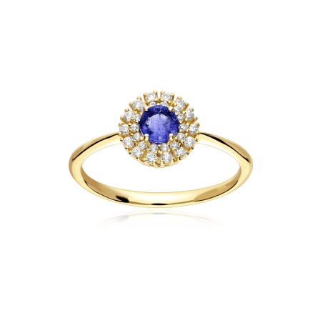 Anillo Oro 18k, zafiro y circonitas "Rousel"
