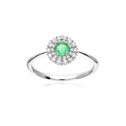 Anillo Oro 18k, esmeralda y circonitas "Rousel"