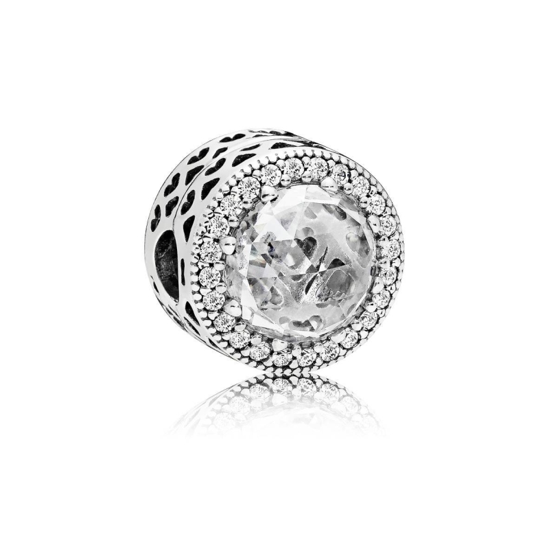 Charm Pandora en plata de ley y oro Corazón Logo 796233CZ