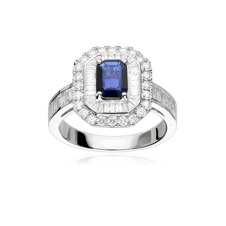 Anillo Oro 18k, zafiro y diamantes 1.05cts "Confleur"