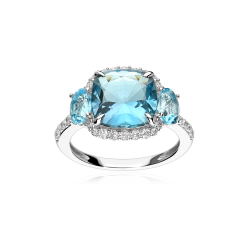 Anillo Oro 18k, gemas y diamantes 0.41cts "Jour"