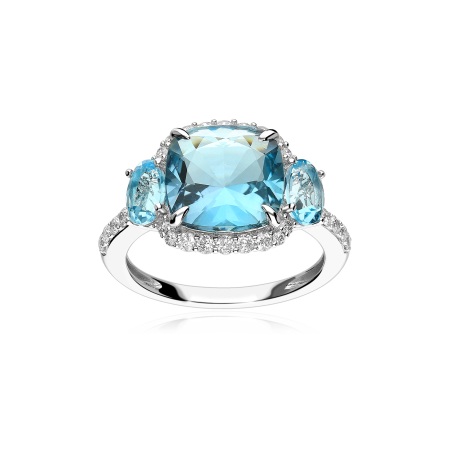 Anillo Oro 18k, gemas y diamantes 0.41cts "Jour"