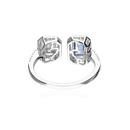 Anillo Oro 18k, zafiro y diamantes 0.36cts "Doublé"