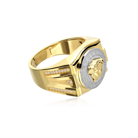 Sello Oro 18k y circonitas "Medusa"