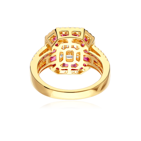 Anillo Oro 18k, rubís y diamantes 0.854cts "Donfleur"