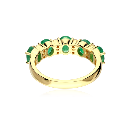 Anillo Oro 18k, esmeraldas y diamantes 0.21cts "Leihe"