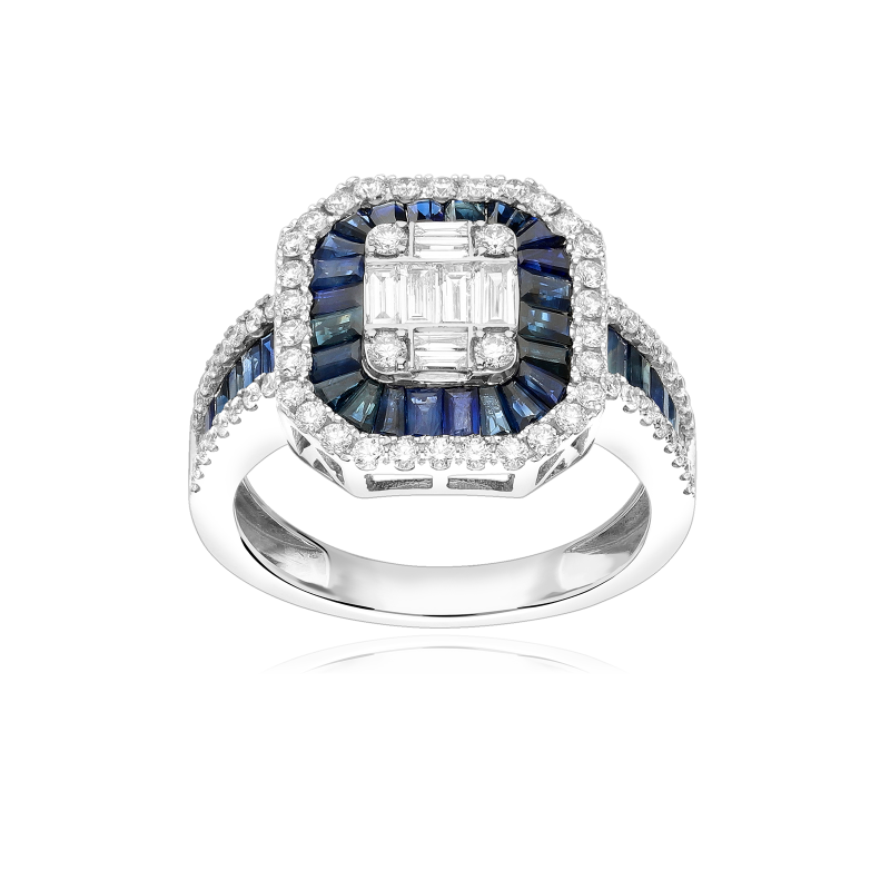 Anillo Oro 18k, zafiros y diamantes 0.81cts "Honfleur"