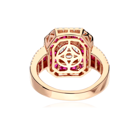 Anillo Oro 18k, rubís y diamantes 0.75cts "Honfleur"