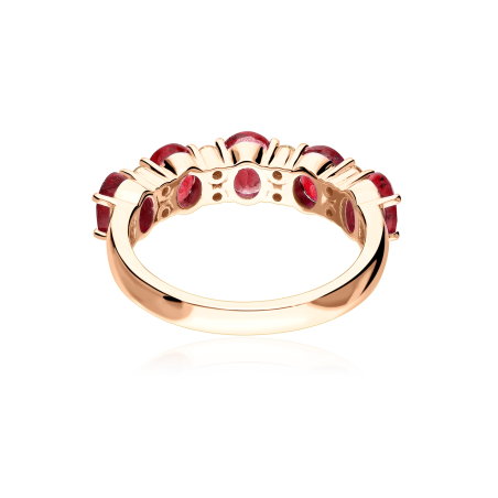 Anillo Oro 18k, rubís y diamantes 0.21cts "Leihe"