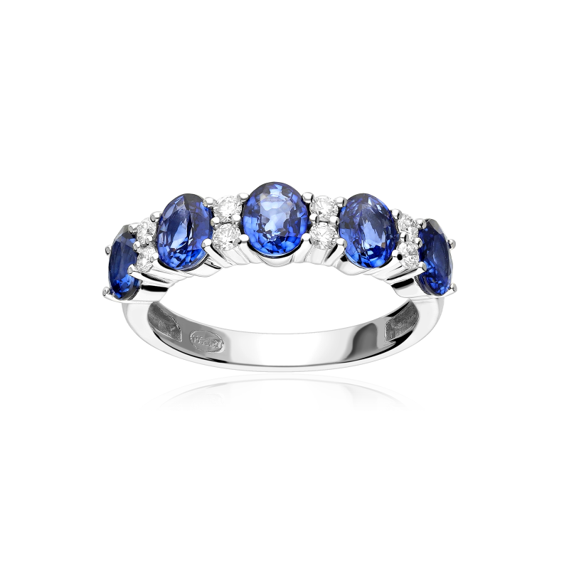 Anillo Oro 18k, zafiro y diamantes 0.20cts "Leihe"