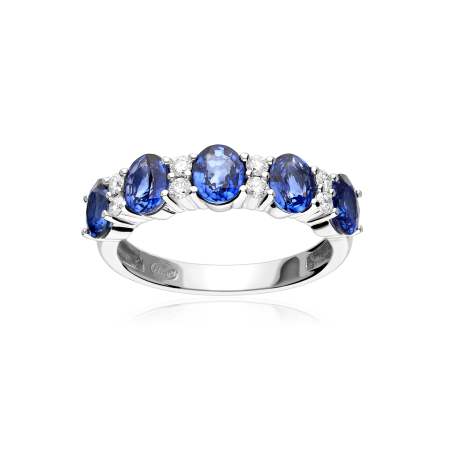 Anillo Oro 18k, zafiro y diamantes 0.20cts "Leihe"