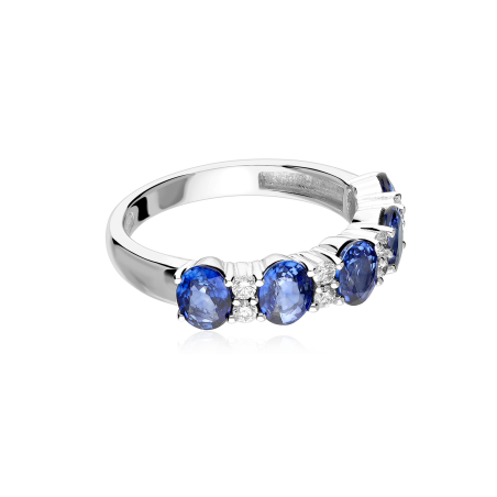 Anillo Oro 18k, zafiro y diamantes 0.20cts "Leihe"