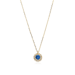 Gargantilla Oro 18k, circonitas y zafiro "Rousel"