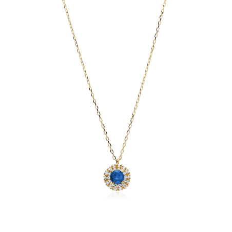 Gargantilla Oro 18k, circonitas y zafiro "Rousel"