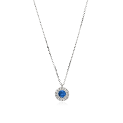 Gargantilla Oro 18k, circonitas y zafiro "Rousel"