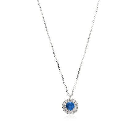 Gargantilla Oro 18k, circonitas y zafiro "Rousel"