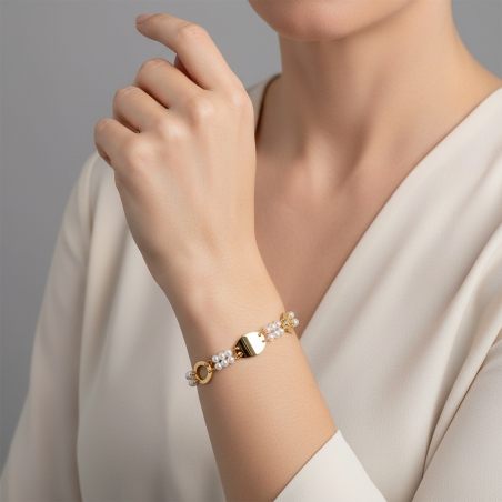 Pulsera Plata primera ley baño y perlas cultivadas "Sojo"