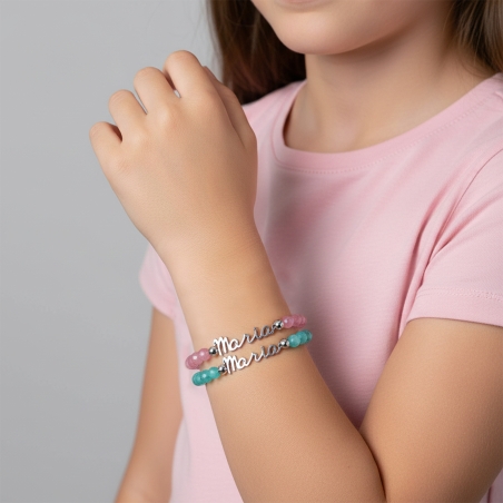 Pulsera personalizable Plata primera ley y gemas "Boreas"