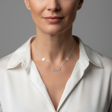 Gargantilla personalizable Plata primera ley y nácar "Billie"