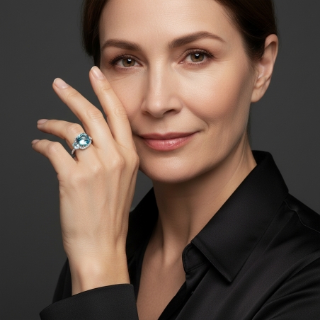 Anillo Oro 18k, gemas y diamantes 0.41cts "Jour"