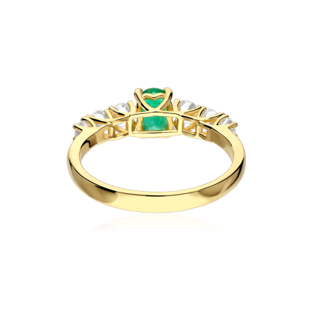 Anillo Oro 18k, esmeralda y diamantes 0.42cts "Charlotte"