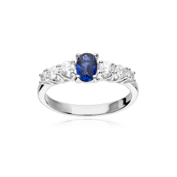 Anillo Oro 18k, zafiro y diamantes 0.42cts "Charlotte"