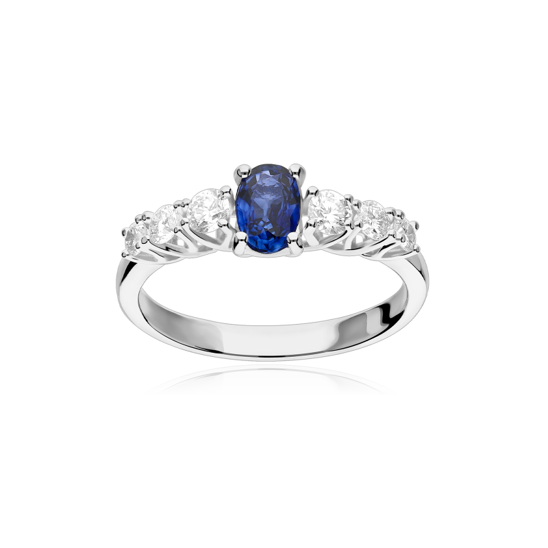 Anillo Oro 18k, zafiro y diamantes 0.42cts "Charlotte"