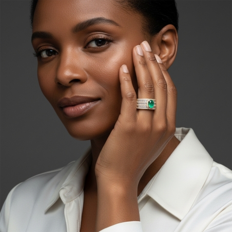 Anillo Oro 18k, esmeralda y diamantes 2.01cts "Anchor"