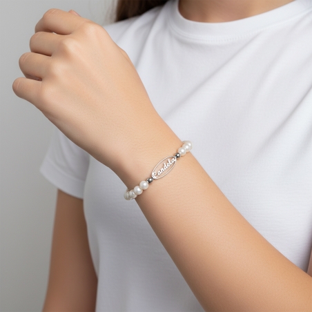 Pulsera personalizable Plata y perlas cultivadas "Circe"