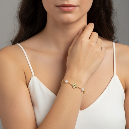 Pulsera Plata baño y perlas cultivadas "Vankli"