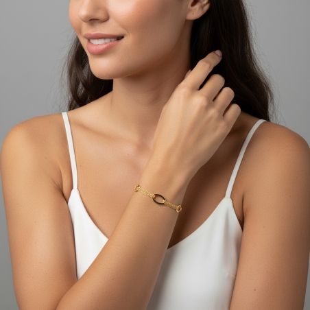 Pulsera Plata primera ley baño óvalos "Shayk"