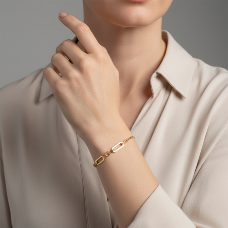 Pulsera Plata primera ley baño Oro 18k eslabones "Klum"