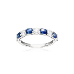 Anillo Oro 18k, zafiros y diamantes 0.61cts "Whitenner"