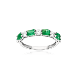 Anillo Oro 18k, esmeraldas y diamantes 0.46cts "Whitenner"