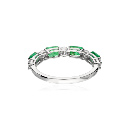 Anillo Oro 18k, esmeraldas y diamantes 0.46cts "Whitenner"