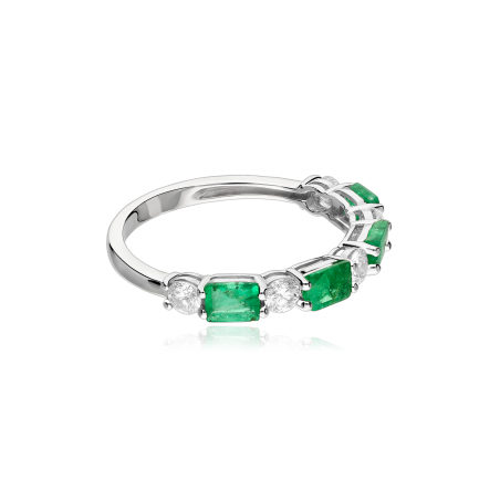 Anillo Oro 18k, esmeraldas y diamantes 0.46cts "Whitenner"