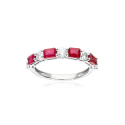 Anillo Oro 18k, rubíes y diamantes 0.61cts "Whitenner"