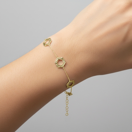 Pulsera plata primera ley baño oro 18k "Goru"