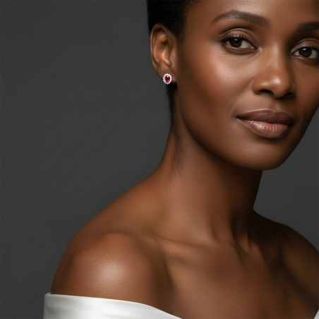 Pendientes Oro 18k, rubíes y diamantes 0.26cts "Dree"