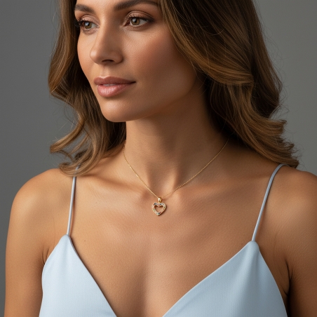 Colgante Oro 18k y circonitas de colores "Quiérete"