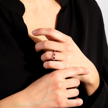 Anillo Oro 18k, rubíes y diamantes 0.61cts "Whitenner"